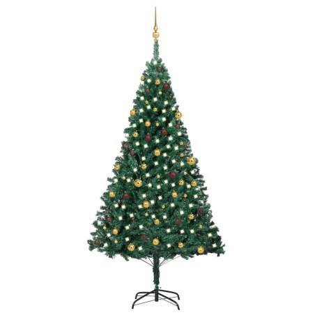 vidaXL Künstlicher Weihnachtsbaum mit Beleuchtung & Kugeln Grün 240 cm