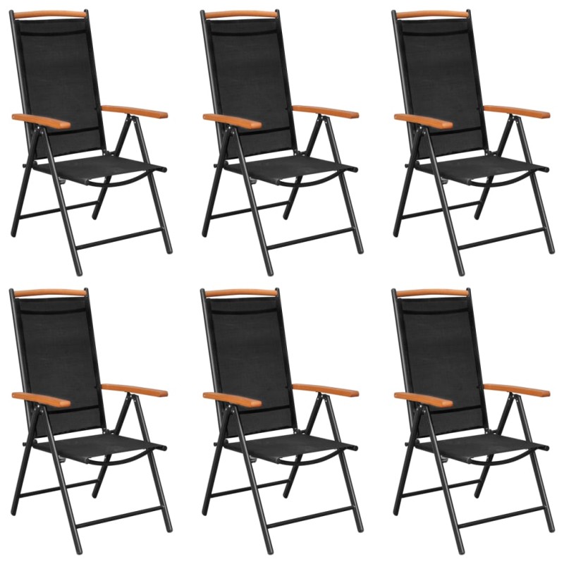 vidaXL Gartenstühle Klappbar 6 Stk. Textilene Schwarz vidaXL Gartenstühle Klappbar 6 Stk. Textilene Schwarz
