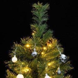 vidaXL Künstlicher Weihnachtsbaum Klappbar 150 LEDs & Kugeln 150 cm
