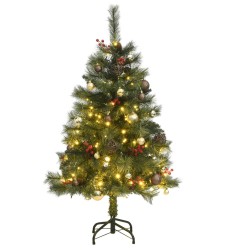 vidaXL Künstlicher Weihnachtsbaum Klappbar 150 LEDs & Kugeln 120 cm