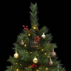 vidaXL Künstlicher Weihnachtsbaum Klappbar 150 LEDs & Kugeln 120 cm