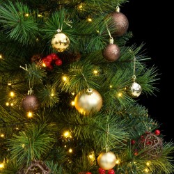 vidaXL Künstlicher Weihnachtsbaum Klappbar 150 LEDs & Kugeln 150 cm