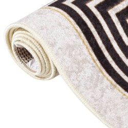 vidaXL Teppich Waschbar 80x150 cm Hellbeige Rutschfest