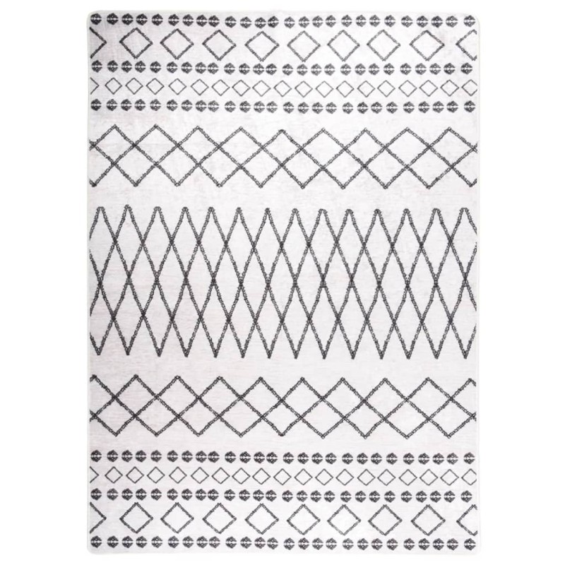 vidaXL Teppich Waschbar Schwarz und Weiß 150x230 cm Rutschfest vidaXL Teppich Waschbar Schwarz und Weiß 150x230 cm Rutschfest