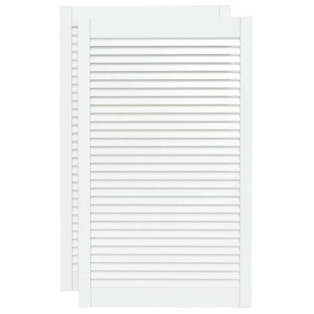 vidaXL Schranktüren Lamellen-Design 2 Stk Weiß 99,3x59,4 cm Massivholz
