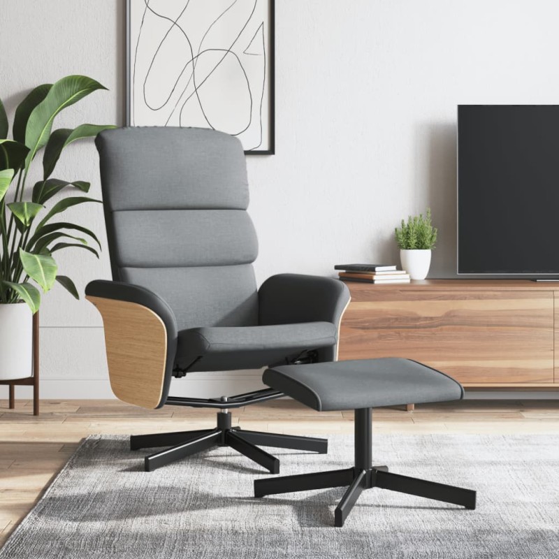 vidaXL Relaxsessel mit Fußhocker Hellgrau Stoff vidaXL Relaxsessel mit Fußhocker Hellgrau Stoff