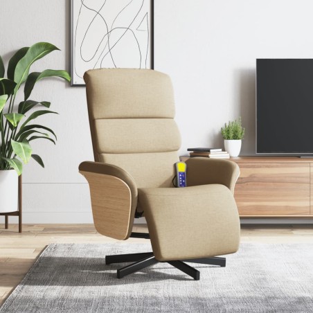 vidaXL Massagesessel mit Fußteil Creme Stoff