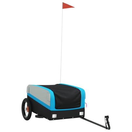 vidaXL Fahrradanhänger Schwarz und Blau 30 kg Eisen
