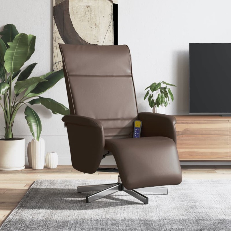 vidaXL Massagesessel mit Fußteil Braun Kunstleder vidaXL Massagesessel mit Fußteil Braun Kunstleder