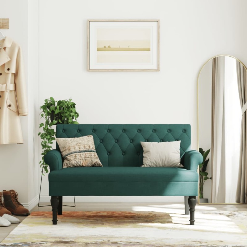 vidaXL Sitzbank mit Rückenlehne Dunkelgrün 120x62x75,5 cm Stoff vidaXL Sitzbank mit Rückenlehne Dunkelgrün 120x62x75,5 cm Stoff