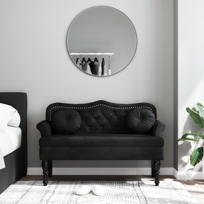 vidaXL Sitzbank mit Kissen Schwarz 120,5x65x75 cm Samt vidaXL Sitzbank mit Kissen Schwarz 120,5x65x75 cm Samt