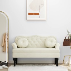 vidaXL Sitzbank mit Kissen Creme 120,5x65x75 cm Samt