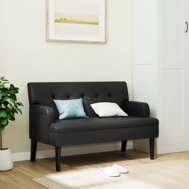 vidaXL Sitzbank mit Rückenlehne Schwarz 112x65,5x75 cm Kunstleder vidaXL Sitzbank mit Rückenlehne Schwarz 112x65,5x75 cm Kunstleder