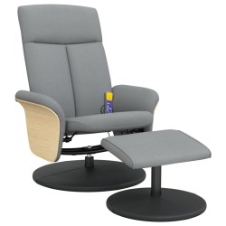 vidaXL Massagesessel mit Fußhocker Hellgrau Stoff