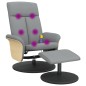 vidaXL Massagesessel mit Fußhocker Hellgrau Stoff vidaXL Massagesessel mit Fußhocker Hellgrau Stoff