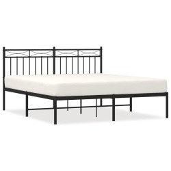 vidaXL Bettgestell mit Kopfteil Metall Schwarz 150x200 cm