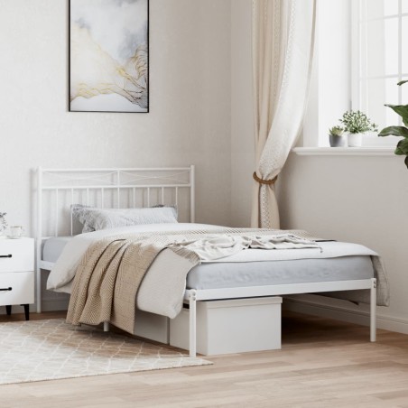 vidaXL Bettgestell mit Kopfteil Metall Weiß 100x200 cm