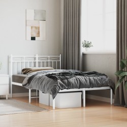 vidaXL Bettgestell mit Kopfteil Metall Weiß 120x190 cm