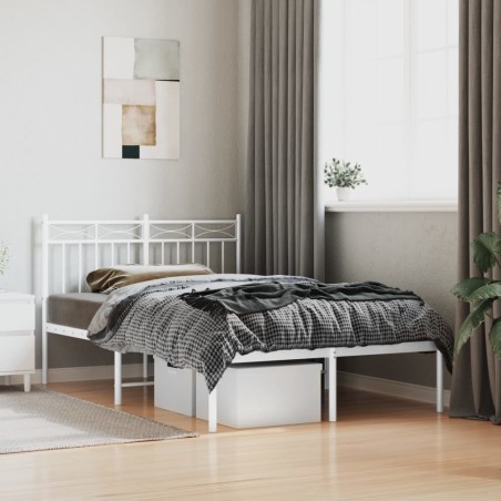 vidaXL Bettgestell mit Kopfteil Metall Weiß 120x190 cm