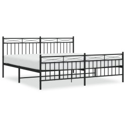 vidaXL Bettgestell mit Kopf- und Fußteil Metall Schwarz 183x213 cm