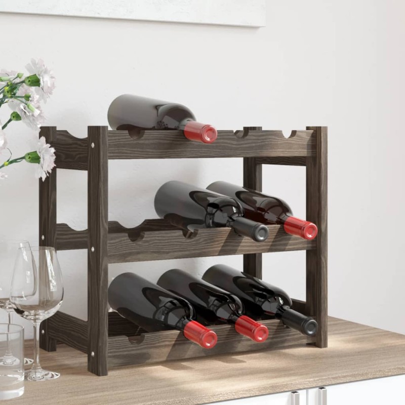 vidaXL Weinregal für 12 Flaschen Grau Massivholz Kiefer vidaXL Weinregal für 12 Flaschen Grau Massivholz Kiefer