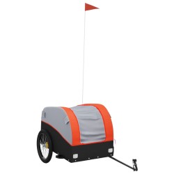 vidaXL Fahrradanhänger Schwarz und Orange 45 kg Eisen