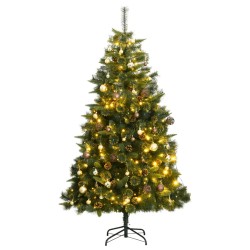 vidaXL Künstlicher Weihnachtsbaum Klappbar 300 LEDs & Kugeln 180 cm