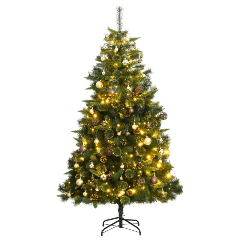 vidaXL Künstlicher Weihnachtsbaum Klappbar 300 LEDs & Kugeln 180 cm vidaXL Künstlicher Weihnachtsbaum Klappbar 300 LEDs & Kugeln 180 cm