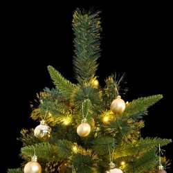 vidaXL Künstlicher Weihnachtsbaum Klappbar 300 LEDs & Kugeln 180 cm