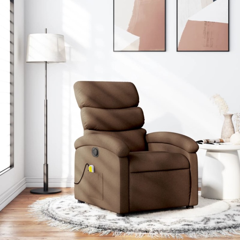 vidaXL Massagesessel Braun Stoff vidaXL Massagesessel Braun Stoff