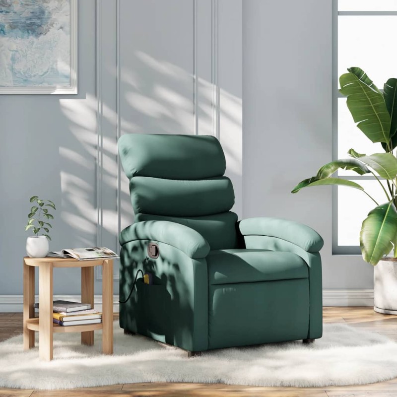 vidaXL Massagesessel Dunkelgrün Stoff vidaXL Massagesessel Dunkelgrün Stoff