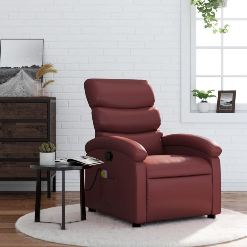 vidaXL Massagesessel Weinrot Kunstleder vidaXL Massagesessel Weinrot Kunstleder