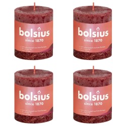 Bolsius Rustikale Stumpenkerzen Shine 4 Stk. 80x68 mm Samtrot