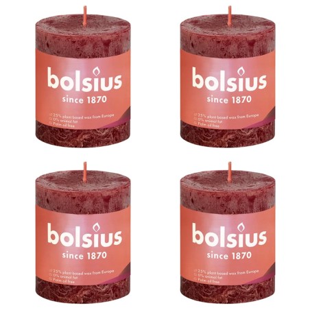 Bolsius Rustikale Stumpenkerzen Shine 4 Stk. 80x68 mm Samtrot