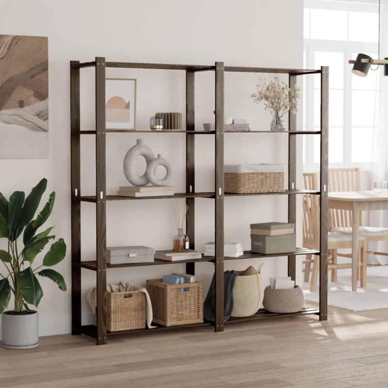 vidaXL Lagerregal mit 5 Böden Schwarz 170x38x170 cm Massivholz Kiefer vidaXL Lagerregal mit 5 Böden Schwarz 170x38x170 cm Massivholz Kiefer