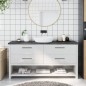 Waschtischplatte Dunkelgrau 160x40x4 cm Massivholz Behandelt Waschtischplatte Dunkelgrau 160x40x4 cm Massivholz Behandelt