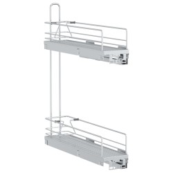 vidaXL Küchen-Drahtkorb 2-stufig Ausziehbar Silbern 47x12x56 cm