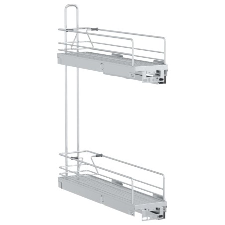 vidaXL Küchen-Drahtkorb 2-stufig Ausziehbar Silbern 47x12x56 cm
