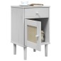 vidaXL Nachttisch SENJA Rattan-Look Weiß 40x35x65 cm Massivholz Kiefer vidaXL Nachttisch SENJA Rattan-Look Weiß 40x35x65 cm Massivholz Kiefer