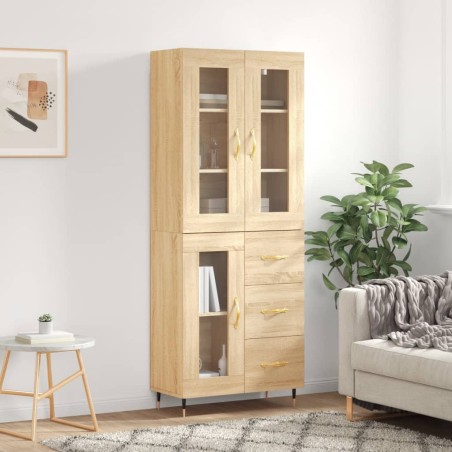 Highboard Sonoma-Eiche 69,5x34x180 cm Holzwerkstoff