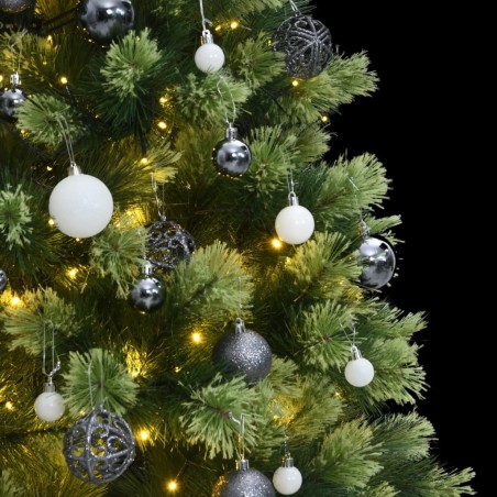 vidaXL Künstlicher Weihnachtsbaum Klappbar 300 LEDs & Kugeln 210 cm