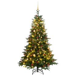 vidaXL Künstlicher Weihnachtsbaum Klappbar 300 LEDs & Kugeln 240 cm