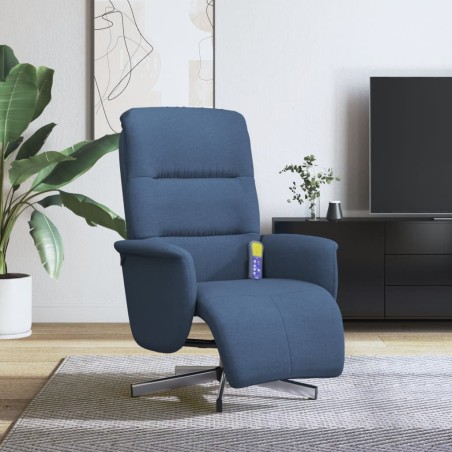 vidaXL Massagesessel mit Fußteil Blau Stoff