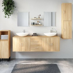   vidaXL 7-tlg. Badmöbel-Set Eichen-Optik Holzwerkstoff