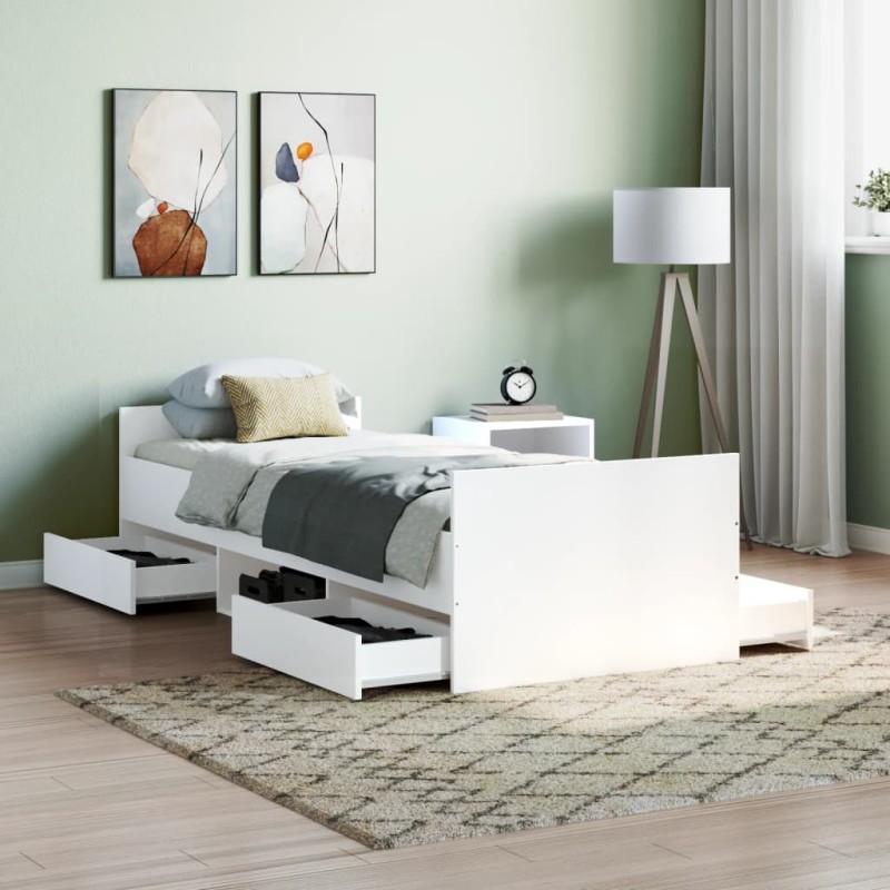 vidaXL Bettgestell mit Kopf- und Fußteil Weiß 75x190 cm vidaXL Bettgestell mit Kopf- und Fußteil Weiß 75x190 cm