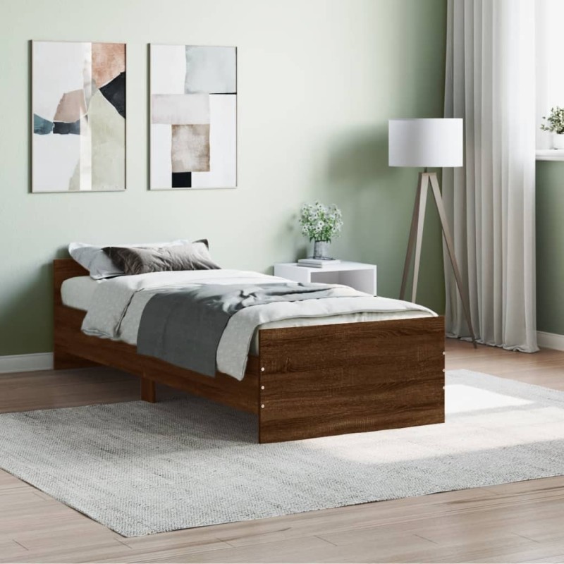 vidaXL Bettgestell Braun Eichen-Optik 75x190 cm Holzwerkstoff vidaXL Bettgestell Braun Eichen-Optik 75x190 cm Holzwerkstoff
