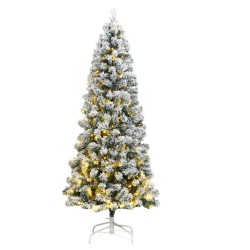 vidaXL Künstlicher Weihnachtsbaum Klappbar mit Schnee 300 LEDs 210 cm