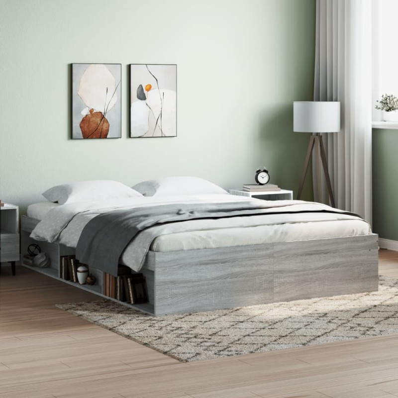 vidaXL Bettgestell Grau Sonoma 140x190 cm vidaXL Bettgestell Grau Sonoma 140x190 cm