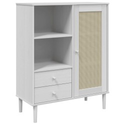 vidaXL Highboard SENJA Rattan-Optik Weiß 90x40x112 cm Kiefernholz