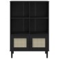 vidaXL Bücherschrank SENJA Rattan-Look Schwarz 90x35x130cm Kiefernholz